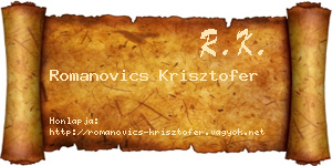 Romanovics Krisztofer névjegykártya